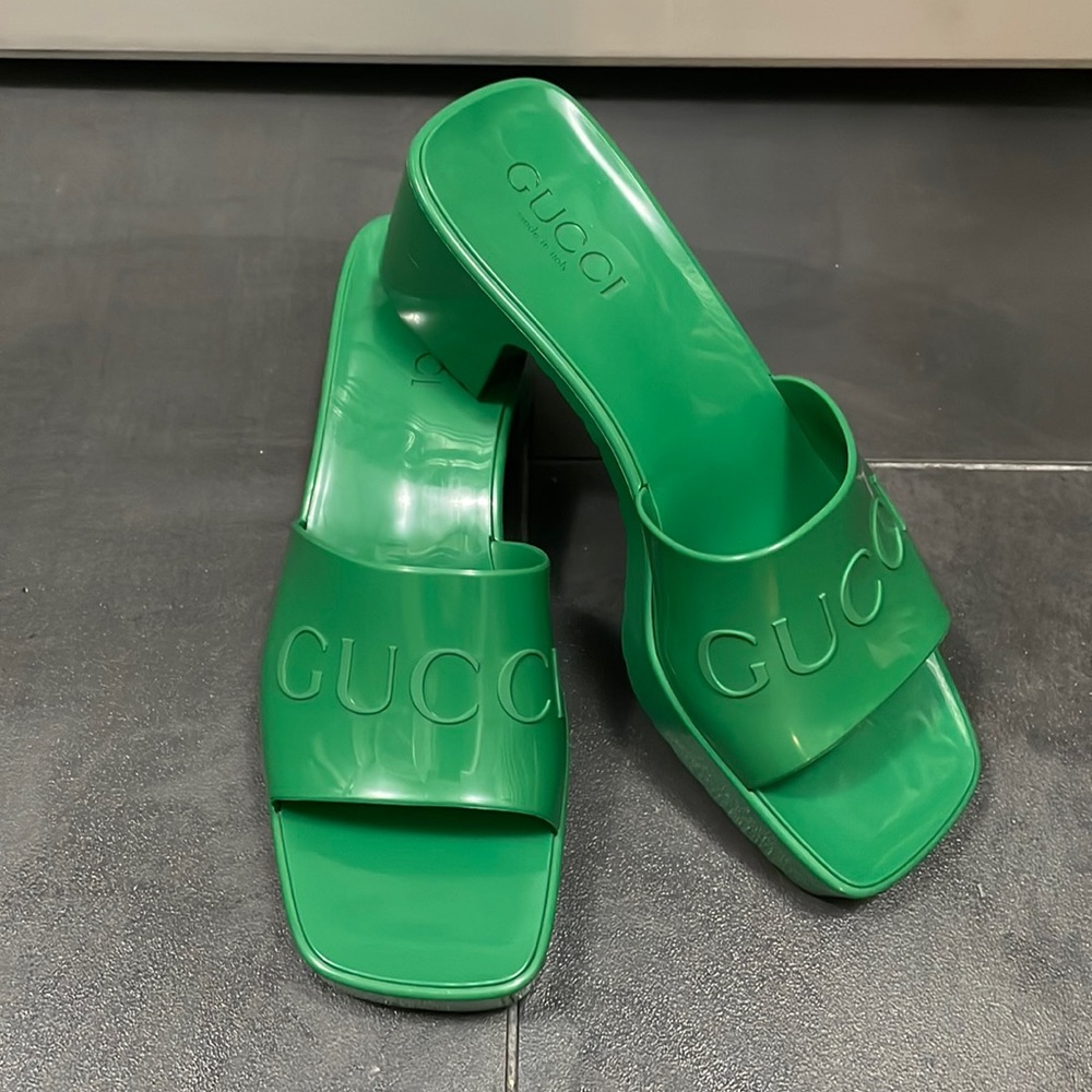 Gucci Green Logo Slide Sandals